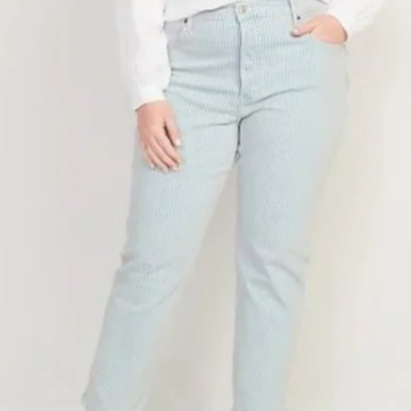 Old Navy pinstripe sky hi straight button fly pants - Picture 1 of 4
